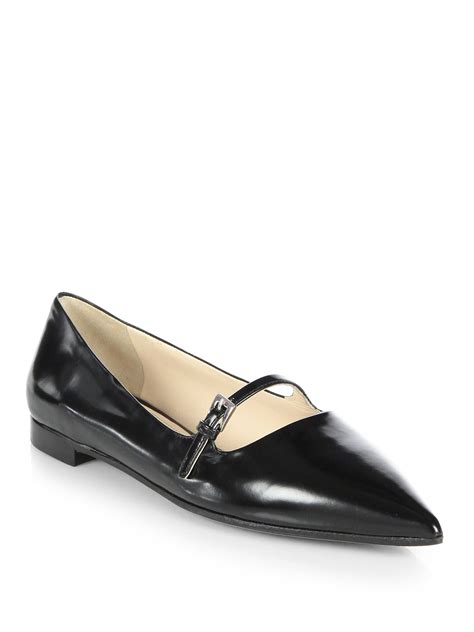 prada black pointed flats|prada mary jane flats.